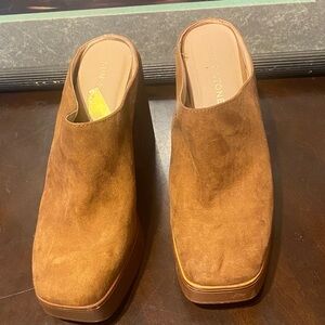Men's Slip-On Suede Mules in Tan by STONE